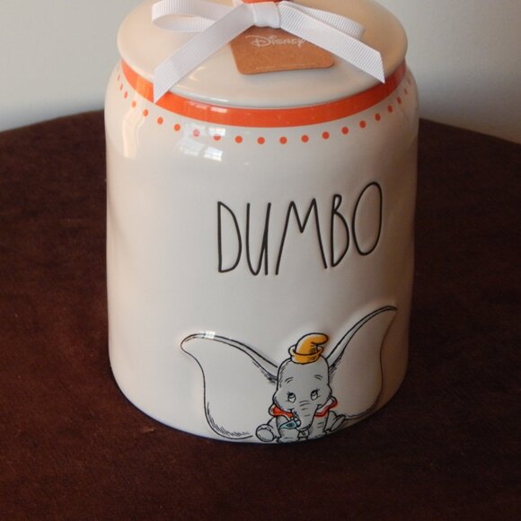 Ray Dunn Disney DUMBO White & Orange Hand Crafted Cookie Jar Canister w/ Lid NWT - Picture 3 of 9